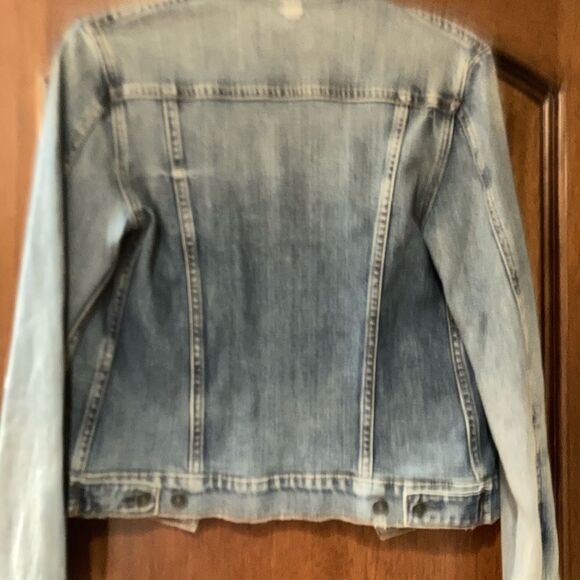 HUDSON Classic Fitted Trucker Jacket Distressed Denim Size Small - Picture 11 of 11